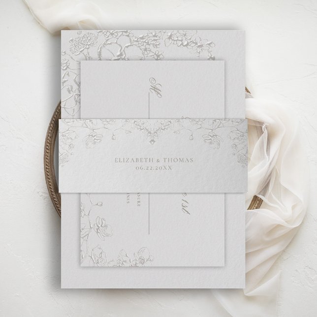 Cintas Para Invitaciones Orchids Reverie Ivory Formal Traditional Wedding (orchid wedding invitation belly band art sketch romantic modern classic formal elegant ivory)