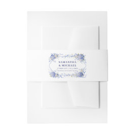 Cintas Para Invitaciones Ornamento de boda floral de flores azules marino