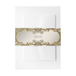 Cintas Para Invitaciones Ornate Gold Floral Blanca