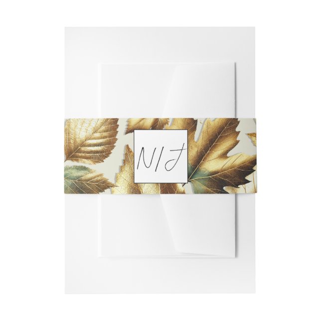 Cintas Para Invitaciones Oro deja a Almond Beige Glam Boda de otoño (Anverso Ejemplo)