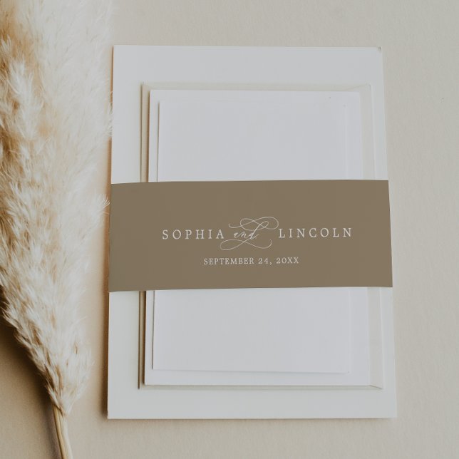 Cintas Para Invitaciones Oro romántico y caligrafía blanca florece Boda (Subido por el creador)