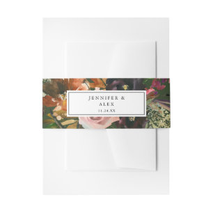 Cintas Para Invitaciones Oro Rústico, Floral Púrpura y Rosa Blush 2 v2 Verd
