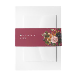 Cintas Para Invitaciones Oro Rústico, Floral Rosa y Morado 4 v2 Fruta
