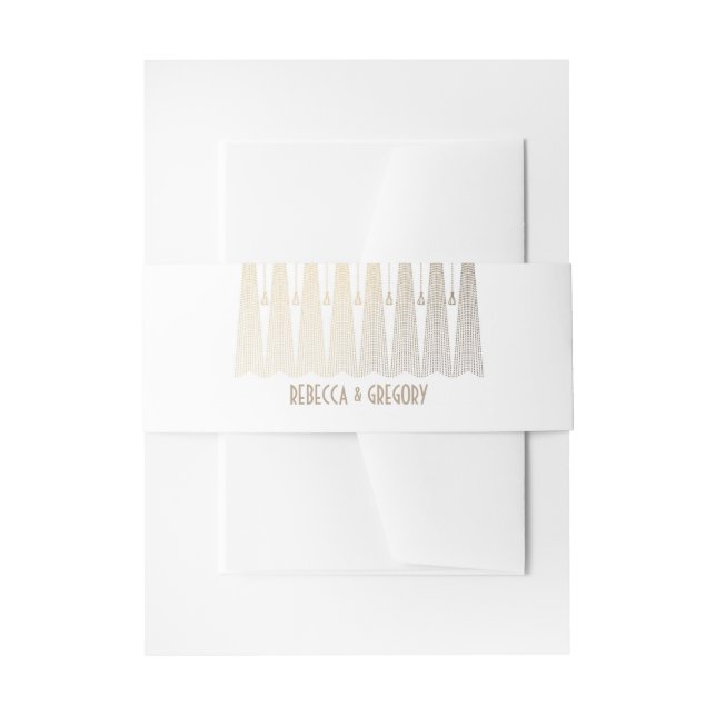 Cintas Para Invitaciones Oro y boda blanca de Gatsby del art déco (Anverso Ejemplo)