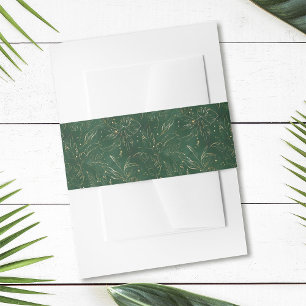 Cintas Para Invitaciones Oro y Boda verde del follaje tropical