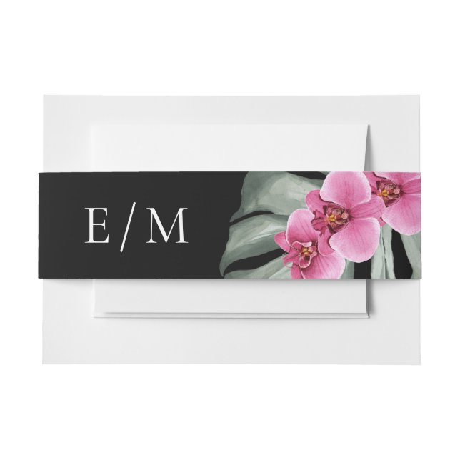 Cintas Para Invitaciones Orquídeas rosadas elegantes Bodas tropicales (Anverso Ejemplo)