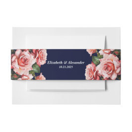 Cintas Para Invitaciones Oscuro moody rosa y rosas rojas azul marino boda
