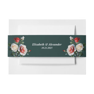 Cintas Para Invitaciones Oscuro Rosas florales nupciales rosadas blancas ro
