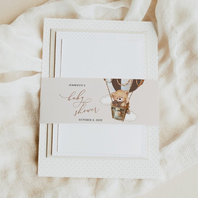 Cintas Para Invitaciones Oso de peluche, globo de aire caliente marrón, Bab (Subido por el creador)