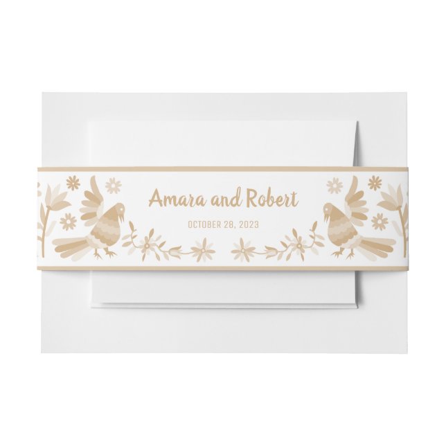 Cintas Para Invitaciones Otomi mexicano beige (Anverso Ejemplo)