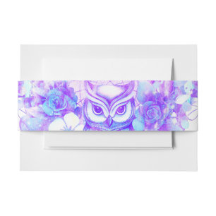 Cintas Para Invitaciones Owl Totem Dreamcatcher Floral Feather Purple