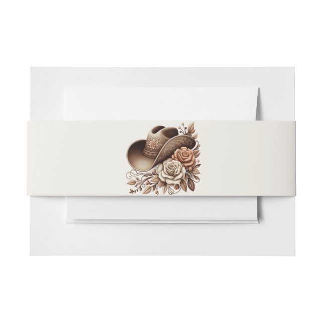 Cintas Para Invitaciones País Gorra de Vaquera Occidental con Flores (Anverso Ejemplo)