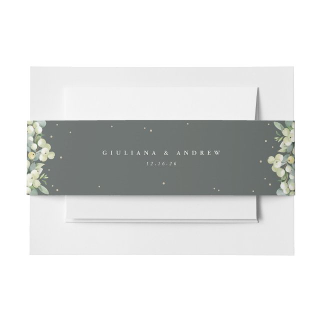 Cintas Para Invitaciones Paisaje Boda Gris Green Snowberry+Eucalyptus (Anverso Ejemplo)