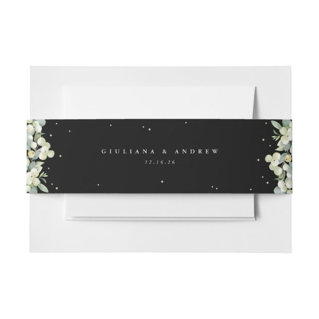 Cintas Para Invitaciones Paisaje de Boda Black Snowberry+Eucalyptus (Anverso Ejemplo)