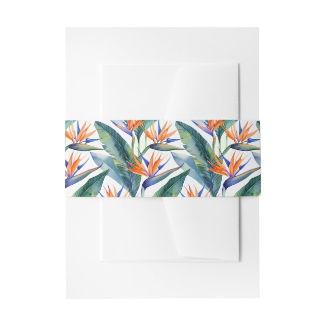 Cintas Para Invitaciones Pájaro tropical de patrón de paraíso (Anverso Ejemplo)
