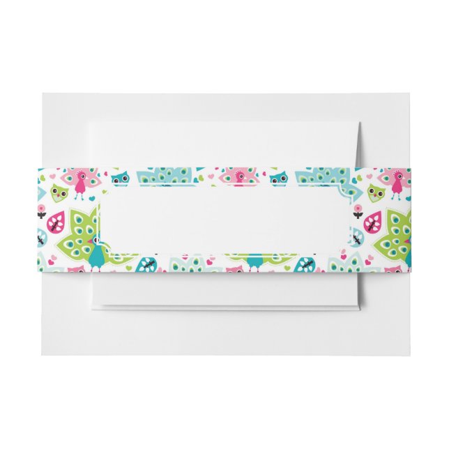 Cintas Para Invitaciones pájaro y búho del pavo real (Anverso Ejemplo)