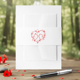 Cintas Para Invitaciones Pájaros de Amor Caprichosos Boho Corazón Rojo de B