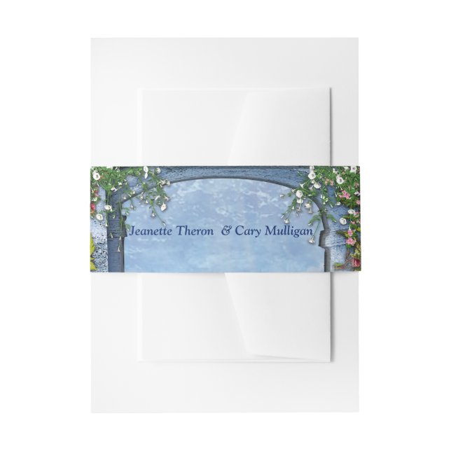 Cintas Para Invitaciones Palacio de Mármol Azul de época tropical (Anverso Ejemplo)