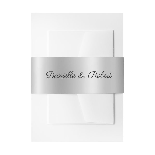 Cintas Para Invitaciones Pale Plata Gris Ombre Foil Moderno Cursiva (Anverso Ejemplo)