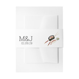 Cintas Para Invitaciones Palillos de Rollo de Sushi Minimalista Boda Asiáti