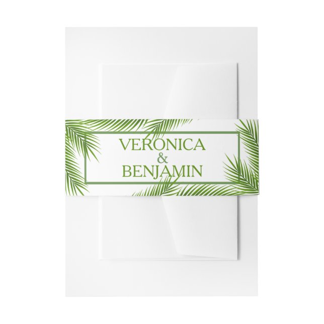 Cintas Para Invitaciones Palm Leaves Tropical Beach Wedding (Anverso Ejemplo)