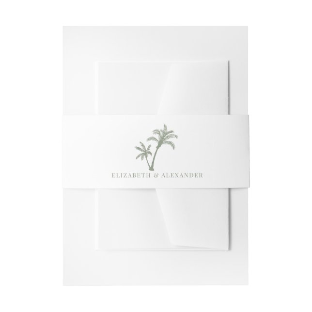Cintas Para Invitaciones Palm Tree Tropical Beach Wedding Sage Green (Anverso Ejemplo)