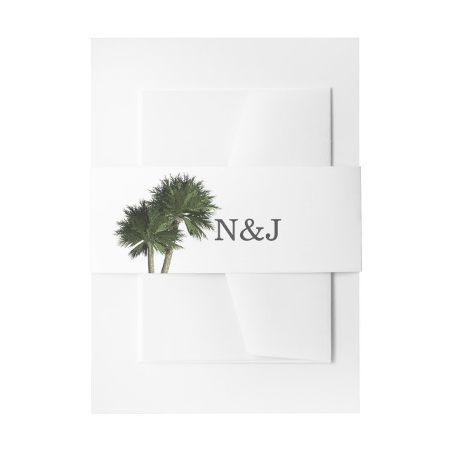 Cintas Para Invitaciones Palm Trees Blanco Elegante Boda Tropical Simple (Anverso Ejemplo)