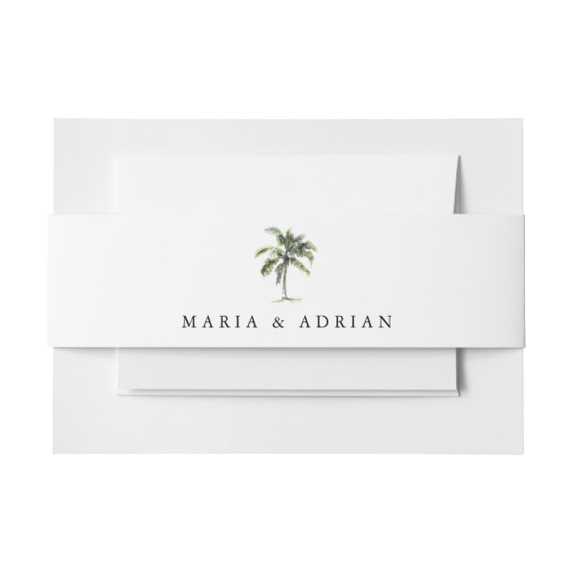 Cintas Para Invitaciones Palmera Mínima Playa Tropical (Anverso Ejemplo)