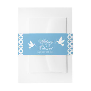 Cintas Para Invitaciones palomas blancas bodas en banda azul