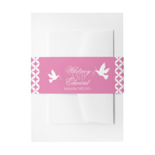 Cintas Para Invitaciones palomas blancas bodas en banda rosa
