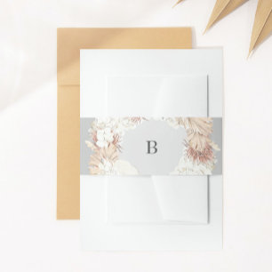Cintas Para Invitaciones Pampas Wreath Gray Elegant Ultimate Mod Monograma