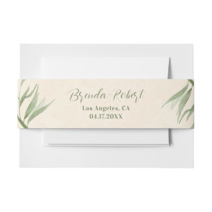 Cintas Para Invitaciones Papel beige del follaje verde turbio