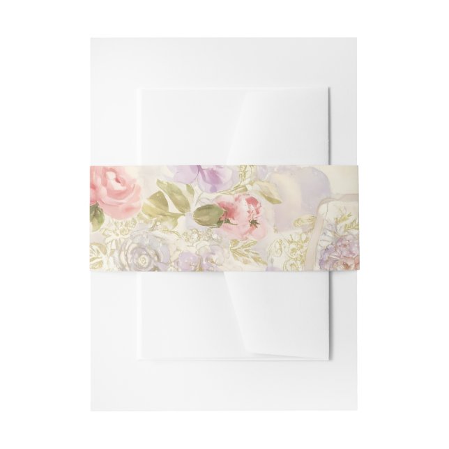 Cintas Para Invitaciones Papel de regalo floral con acuarela romántica - El (Anverso Ejemplo)