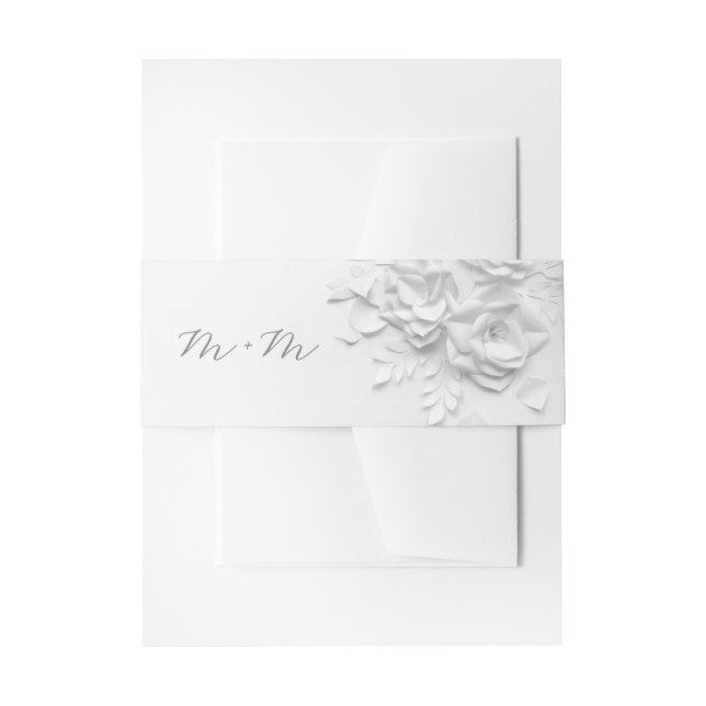 Cintas Para Invitaciones Paper Cute White 3D Roses Wedding (Anverso Ejemplo)