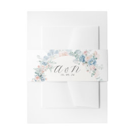Cintas Para Invitaciones Pastel Floral Dusty Blue Peach Monograma