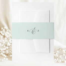 Cintas Para Invitaciones Pastel Menta Elegante Simple Bodas Monograma