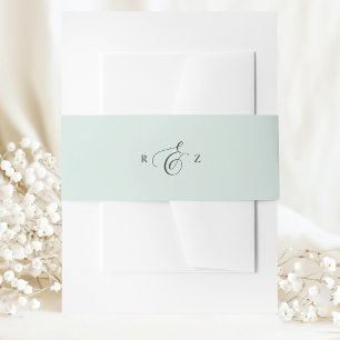 Cintas Para Invitaciones Pastel Menta Elegante Simple Bodas Monograma