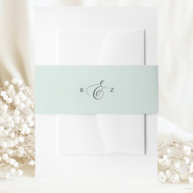 Cintas Para Invitaciones Pastel Mint Elegant Simple Monograma Boda (Subido por el creador)