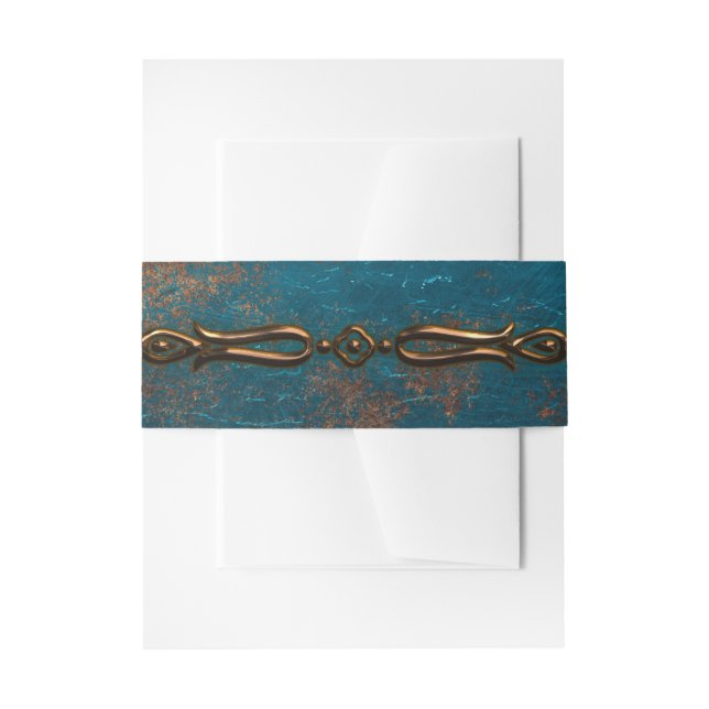 Cintas Para Invitaciones Patina de cobre grunge y Verde azulada (Anverso Ejemplo)