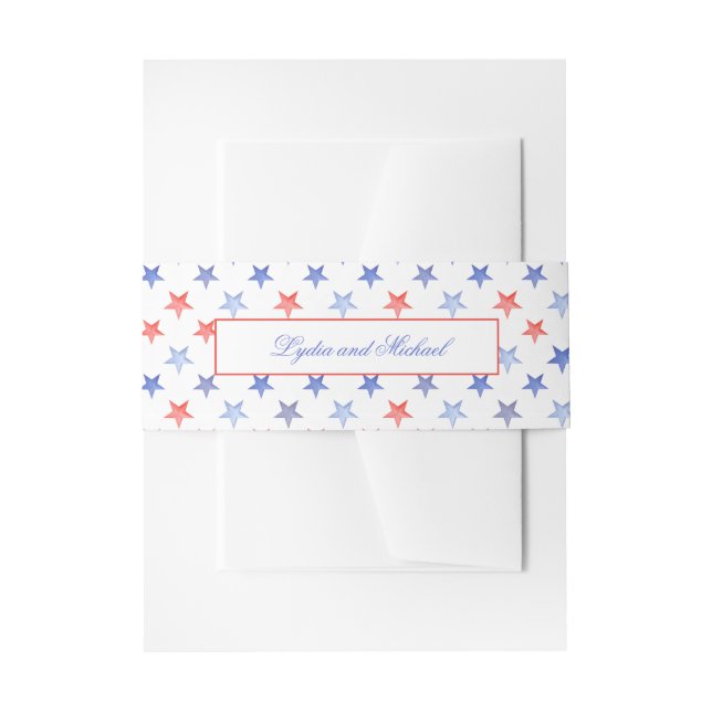 Cintas Para Invitaciones Patriotic Red and Blue Stars (Anverso Ejemplo)