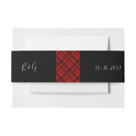Cintas Para Invitaciones patrón de boda de tartán celta negro rojo