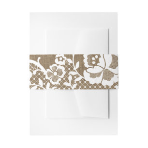 Cintas Para Invitaciones Patrón de encaje blanco flojo sobre la Burlap oscu