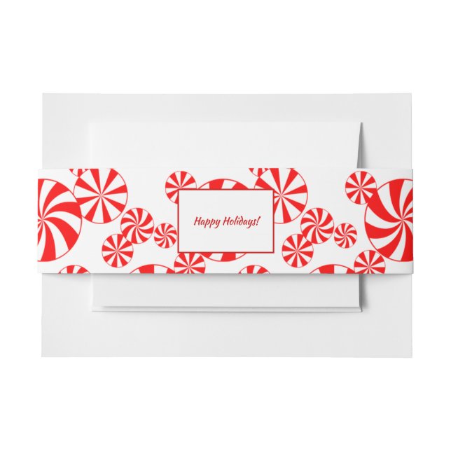Cintas Para Invitaciones Patrón de menta roja y blanca editable (Anverso Ejemplo)