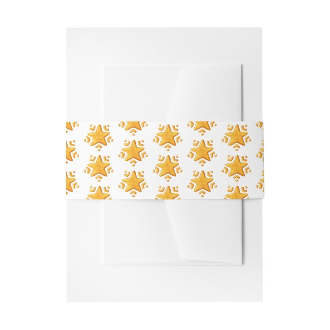 Cintas Para Invitaciones Patrón de nieve de Navidad dorada (Anverso Ejemplo)