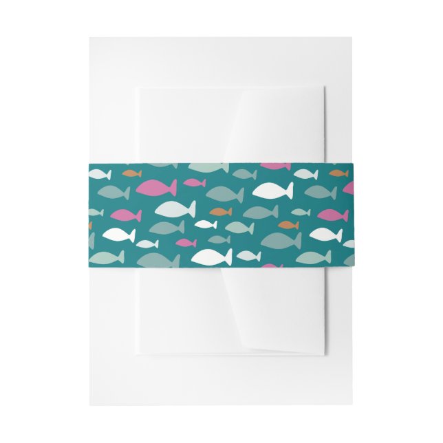 Cintas Para Invitaciones Patrón de pescado verde (Anverso Ejemplo)