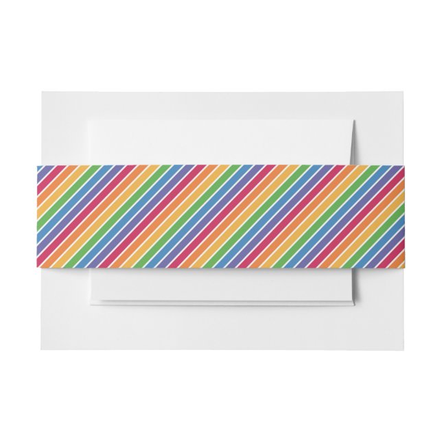 Cintas Para Invitaciones Patrón de rayas arco iris (Anverso Ejemplo)