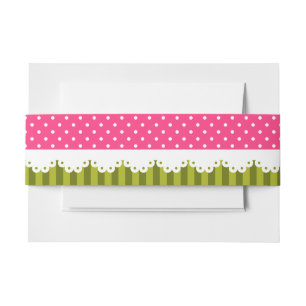 Cintas Para Invitaciones Patrón de rayas verdes de punto de polka rosado