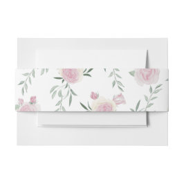 Cintas Para Invitaciones Patrón de rosa rosa y follaje