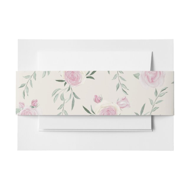 Cintas Para Invitaciones Patrón de Rosas Rosadas (Anverso Ejemplo)