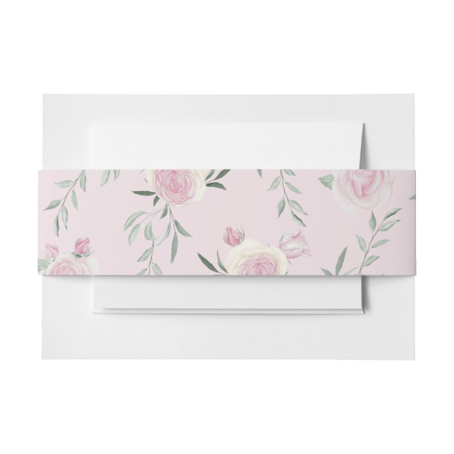 Cintas Para Invitaciones Patrón de Rosas Rosadas (Anverso Ejemplo)